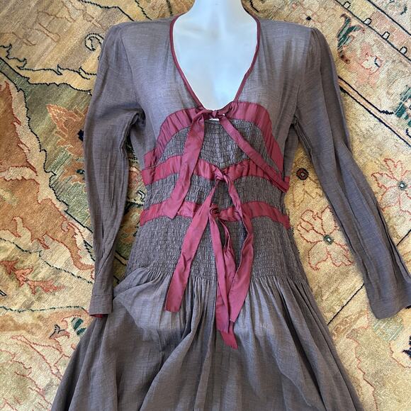 Jean Paul Gaultier Vintage Brown Dress Ribbons Size 36 / S - Picture 8 of 16